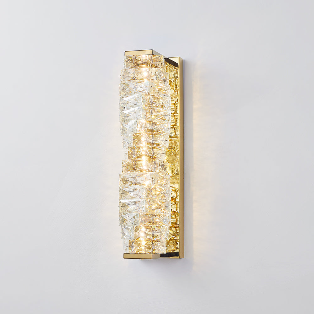 Kristy Modern Rectangular Vanity Metal Crystal LED Wall Lamp - Lamp Copper