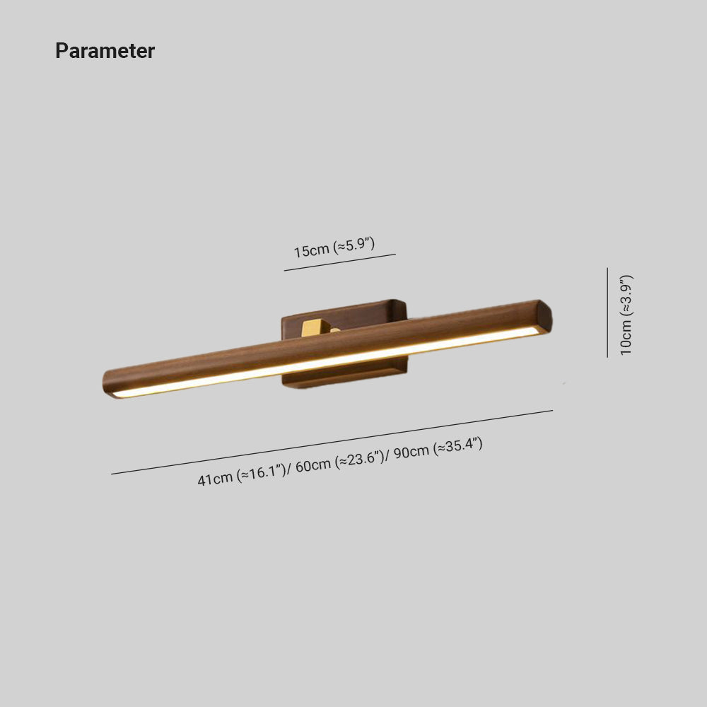 Muto Vanity Rotatable Mirror Front Vanity Wall Lamp, Wood - Lamp Copper