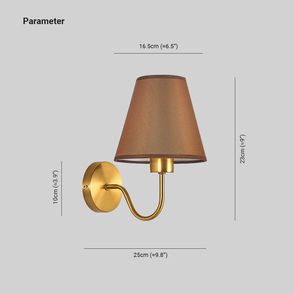 Tiffany Nordic Fabric Metal Vanity Wall Lamp, Black/White/Coffee/Flaxen - Lamp Copper