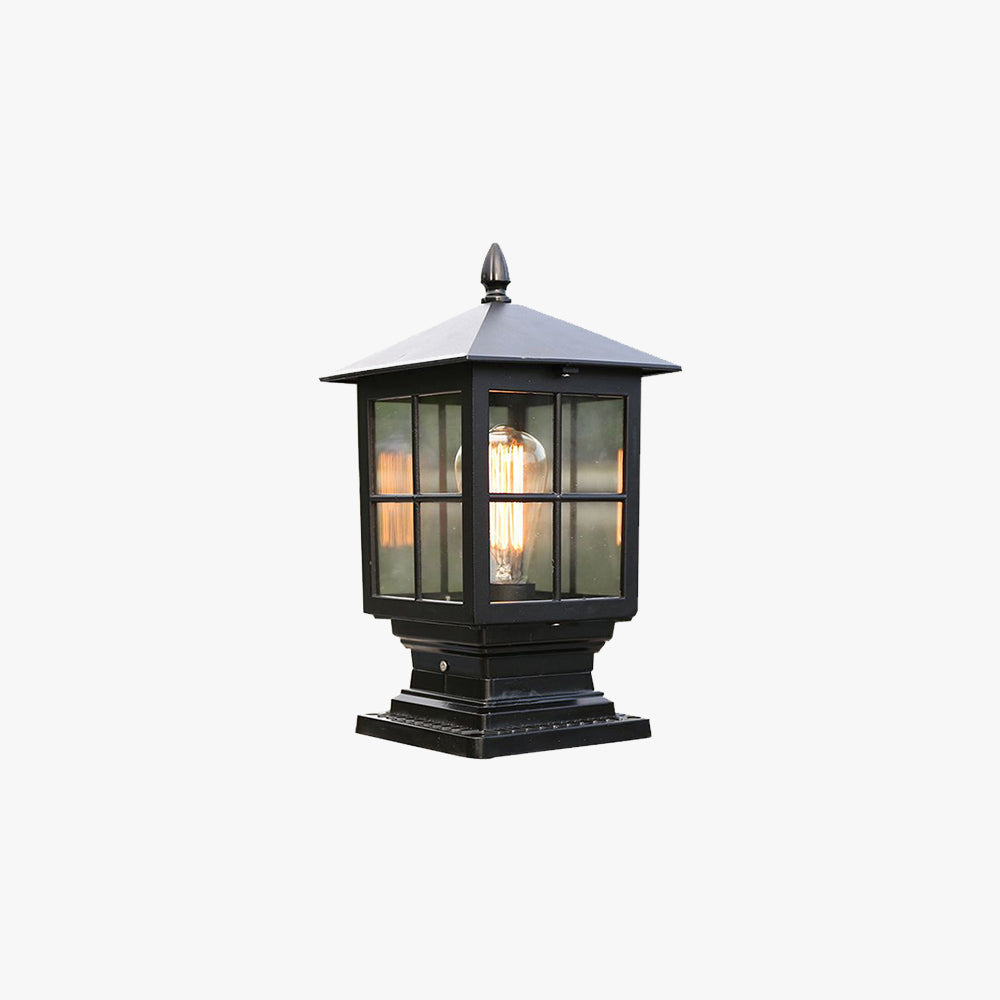 Etilo Modern Metal Glass Lantern LED Outdoor Light Post - Lamp Copper
