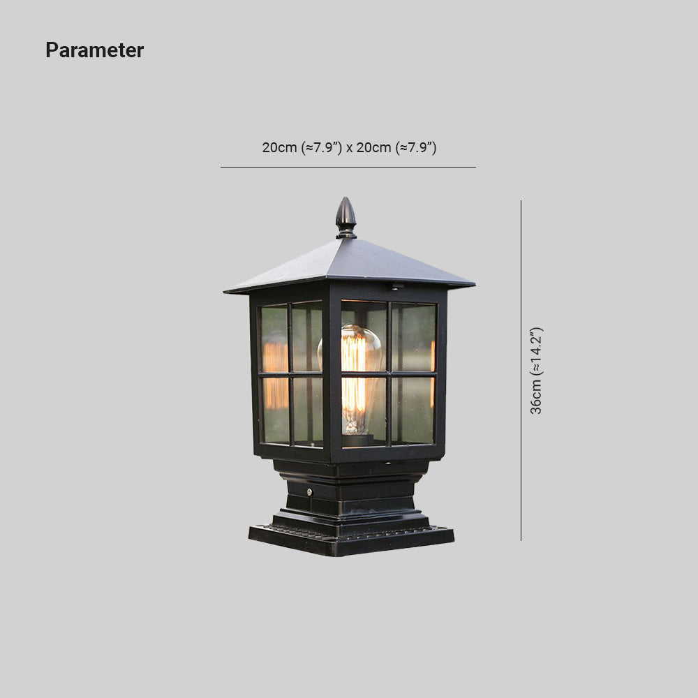 Etilo Modern Metal Glass Lantern LED Outdoor Light Post