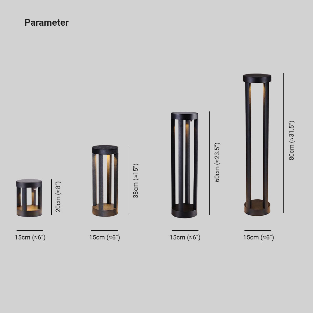 Ray Minimalist Cylindrical Hollow Solar Outdoor Path Light, Black - Lamp Copper