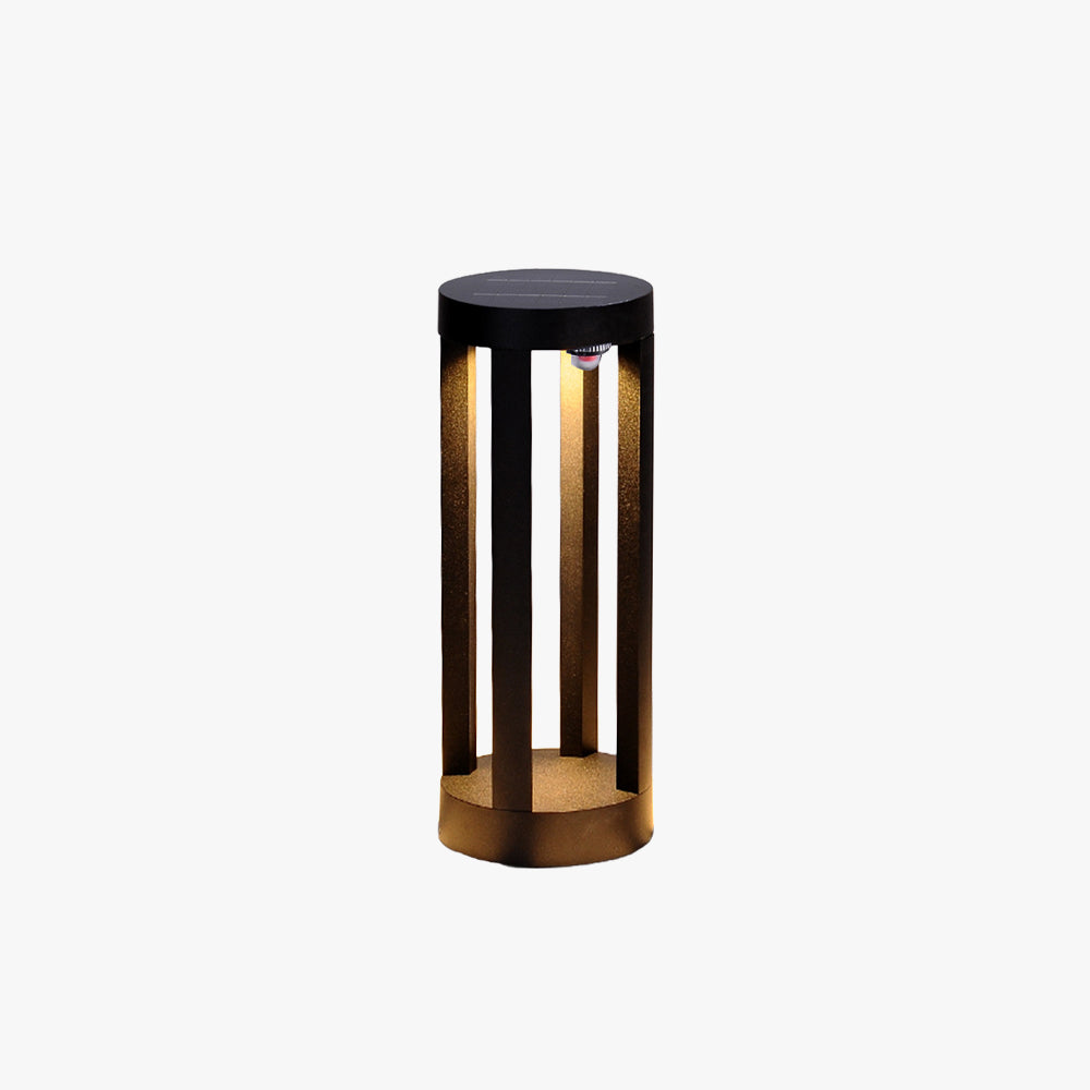 Ray Minimalist Cylindrical Hollow Solar Outdoor Path Light, Black