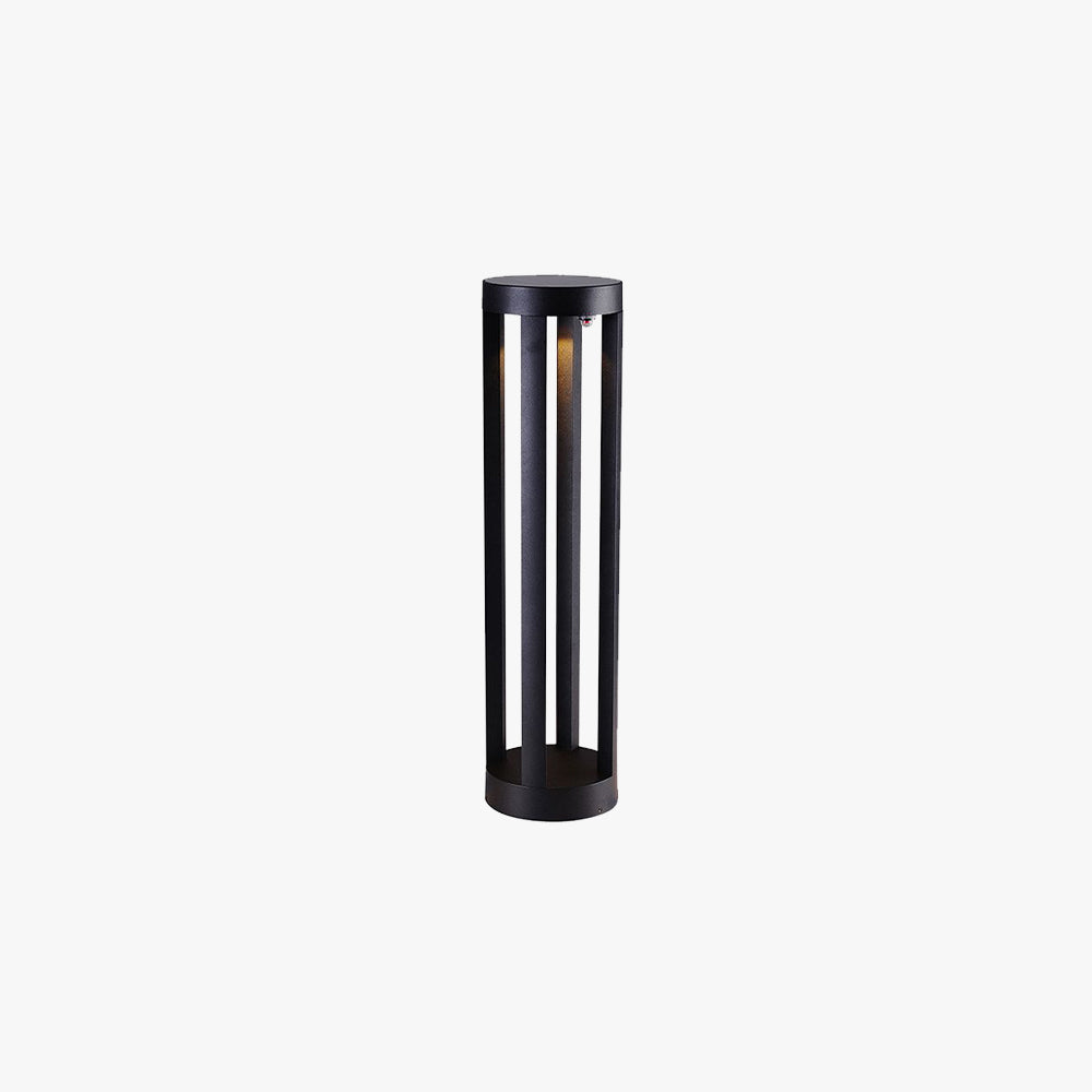 Ray Minimalist Cylindrical Hollow Solar Outdoor Path Light, Black - Lamp Copper