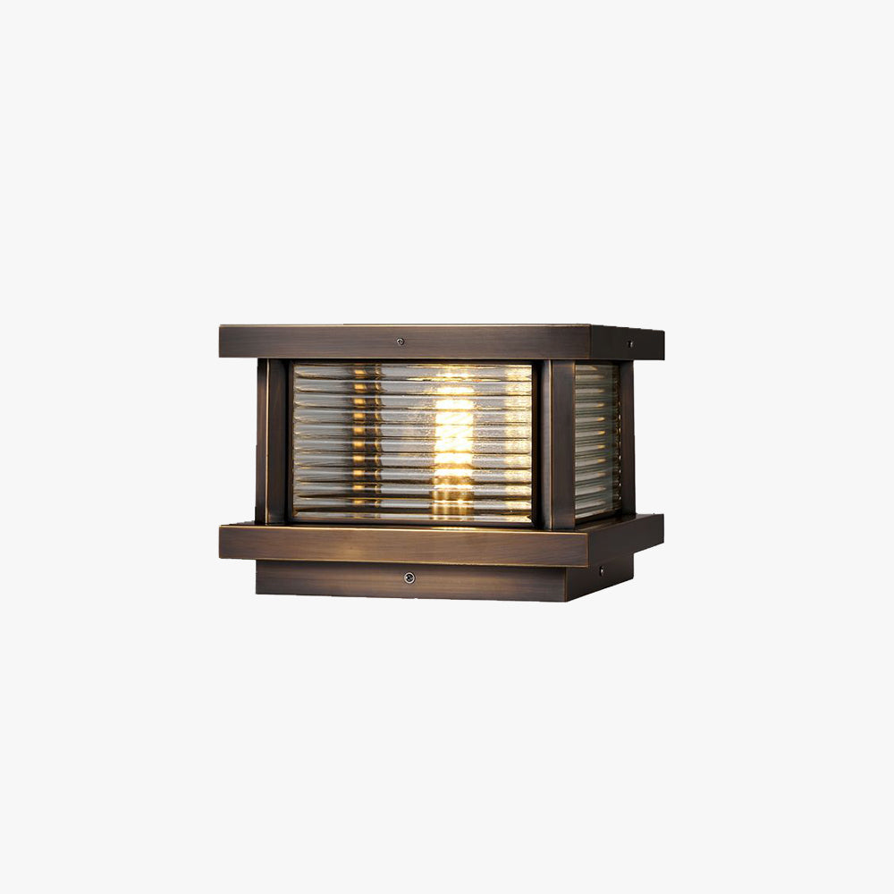 Ray Modern Rectangular Metal Outdoor Solar Lamp, Black/ Brass/Bronze - Lamp Copper