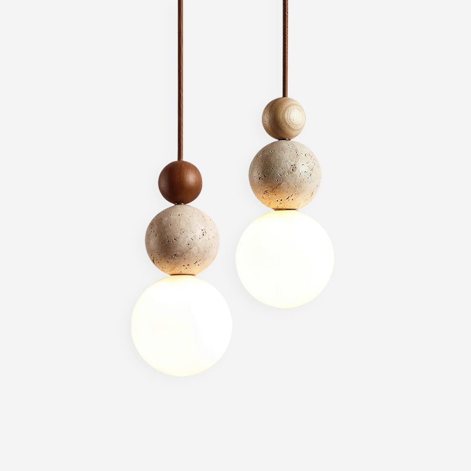 Ball Travertine Pendant Lamp - Lamp Copper