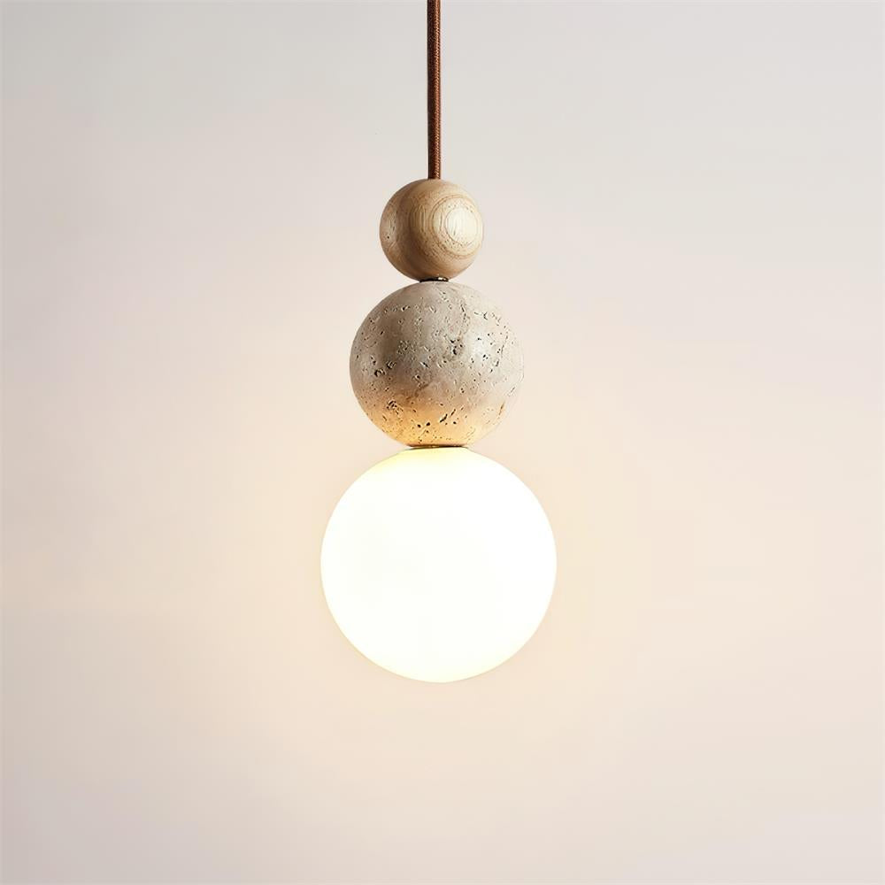 Ball Travertine Pendant Lamp - Lamp Copper