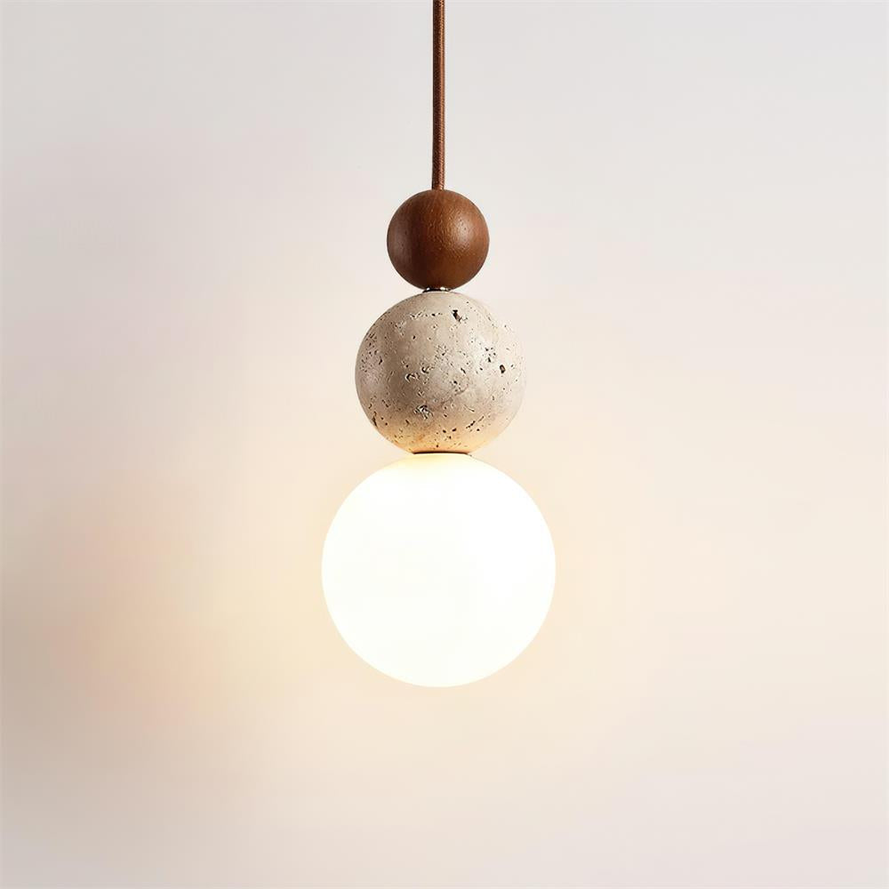 Ball Travertine Pendant Lamp - Lamp Copper