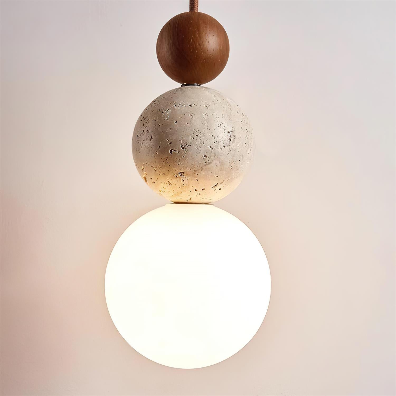 Ball Travertine Pendant Lamp - Lamp Copper