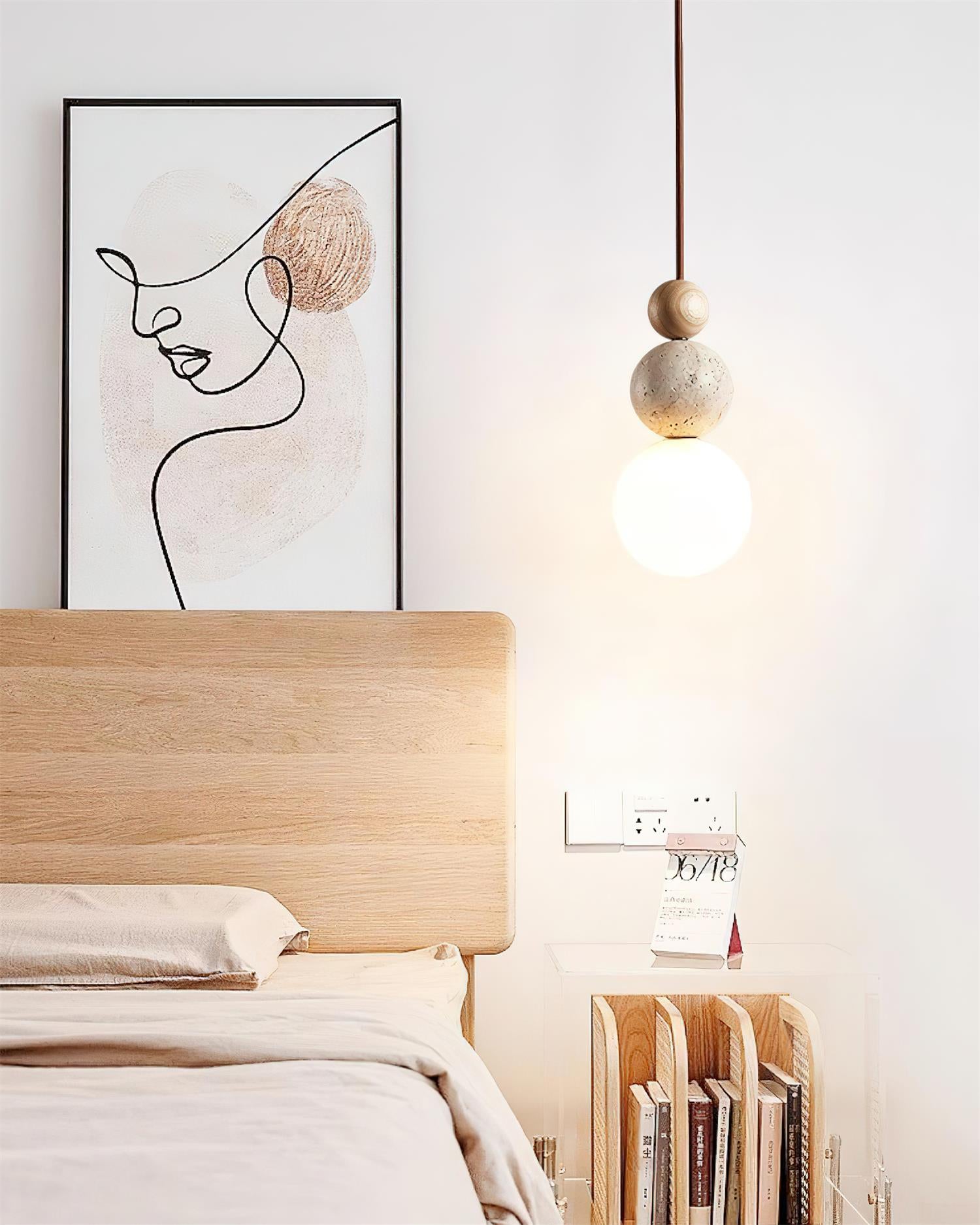 Ball Travertine Pendant Lamp - Lamp Copper