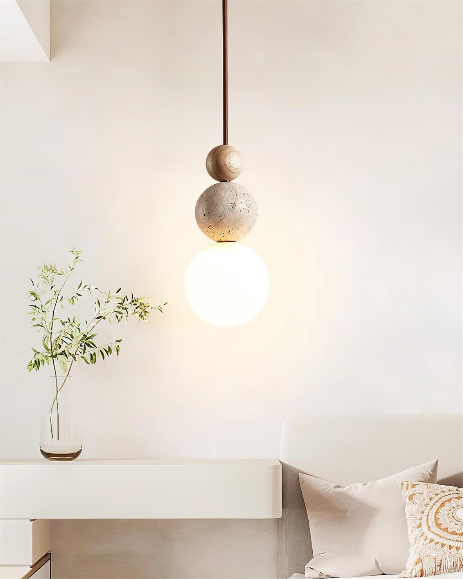 Ball Travertine Pendant Lamp - Lamp Copper