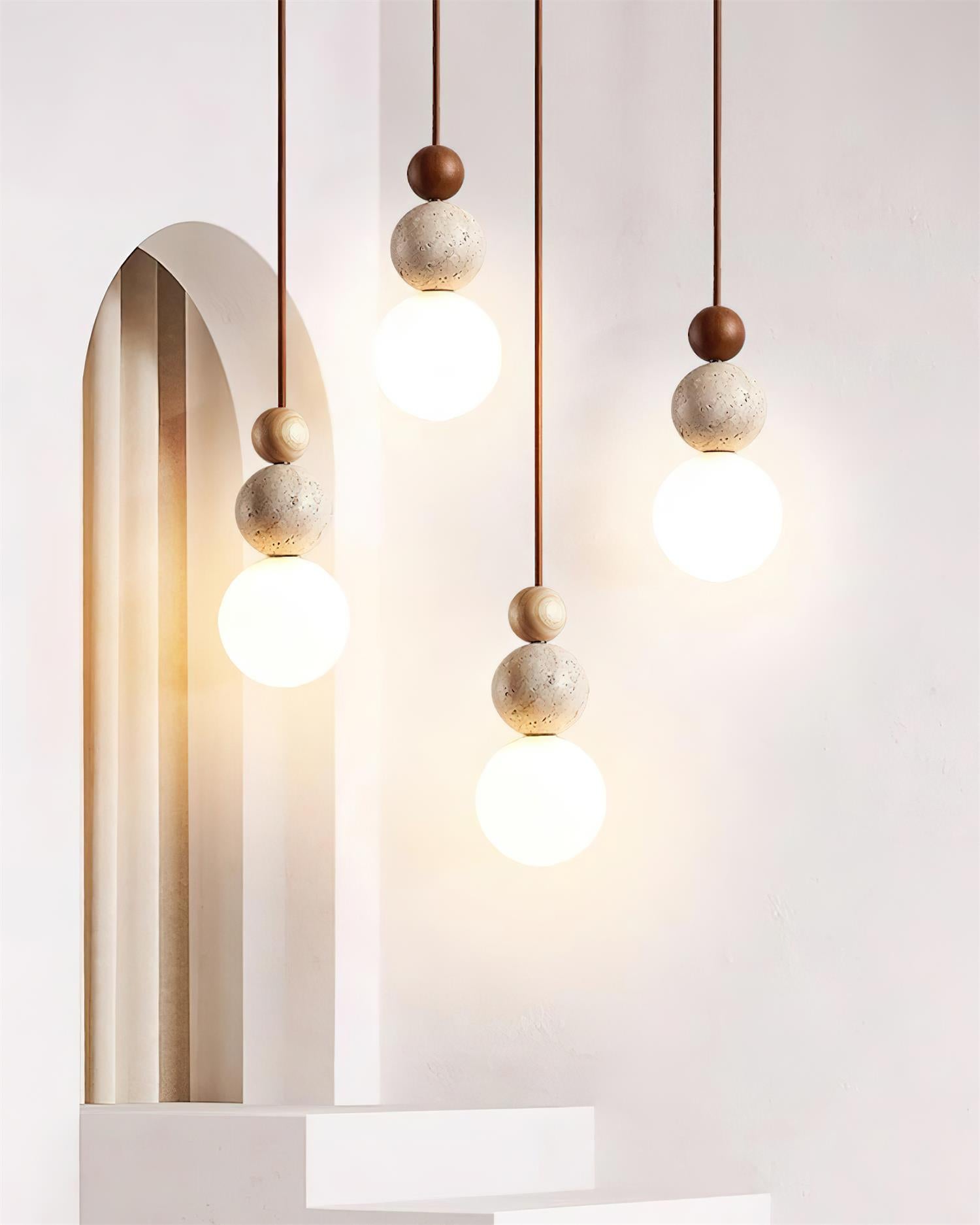 Ball Travertine Pendant Lamp - Lamp Copper
