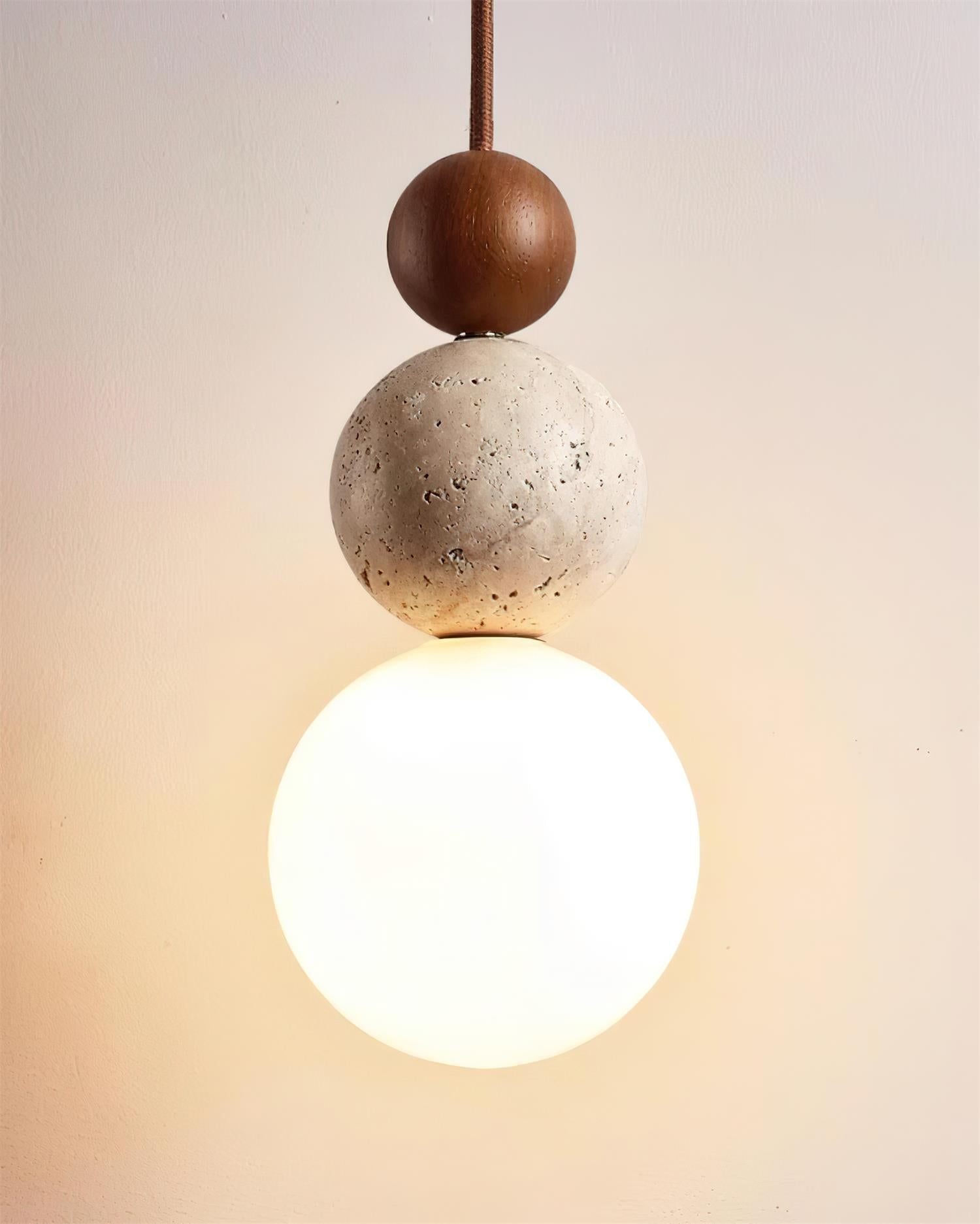 Ball Travertine Pendant Lamp - Lamp Copper