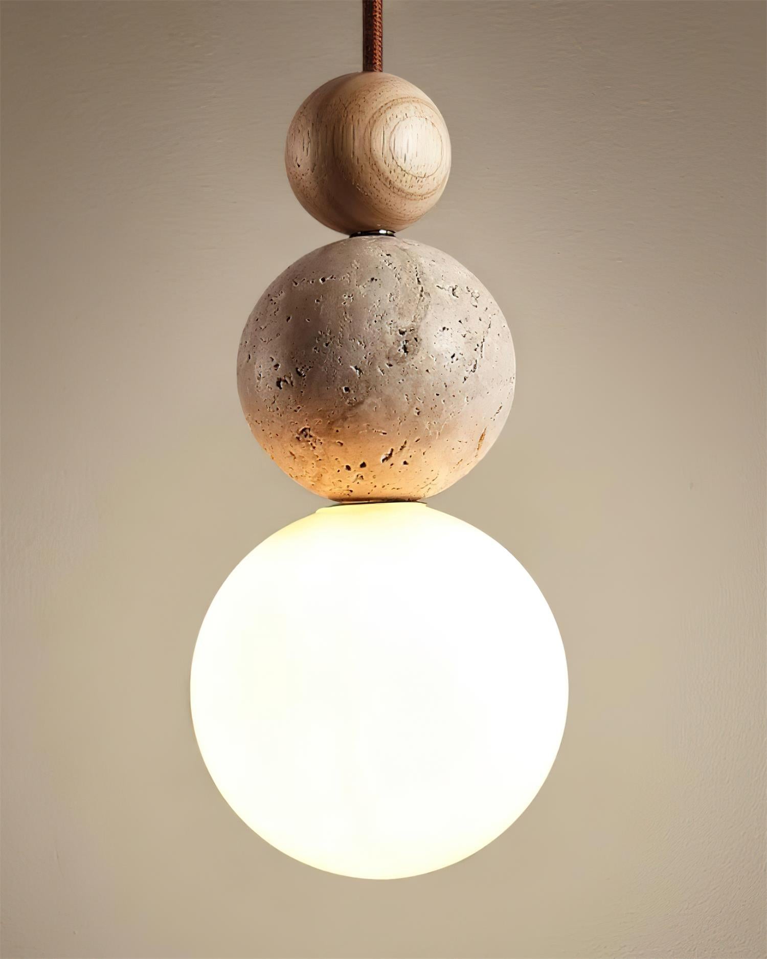 Ball Travertine Pendant Lamp - Lamp Copper