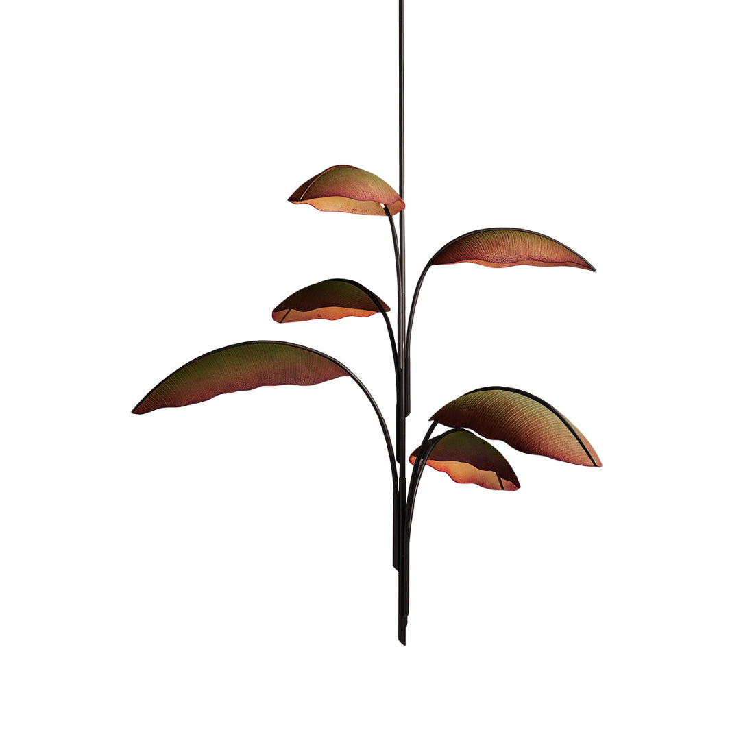 Rauduvyu Modern Minimalist Leaf Black Metal Chandelier - Lamp Copper