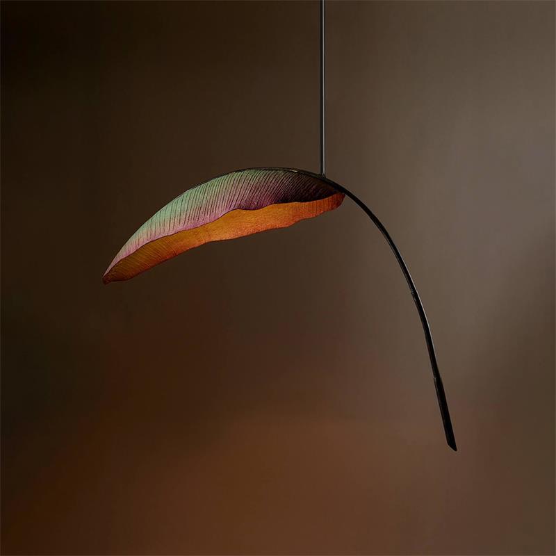 Rauduvyu Modern Minimalist Leaf Black Metal Chandelier - Lamp Copper