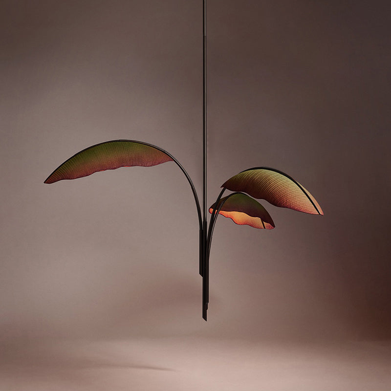 Rauduvyu Modern Minimalist Leaf Black Metal Chandelier - Lamp Copper