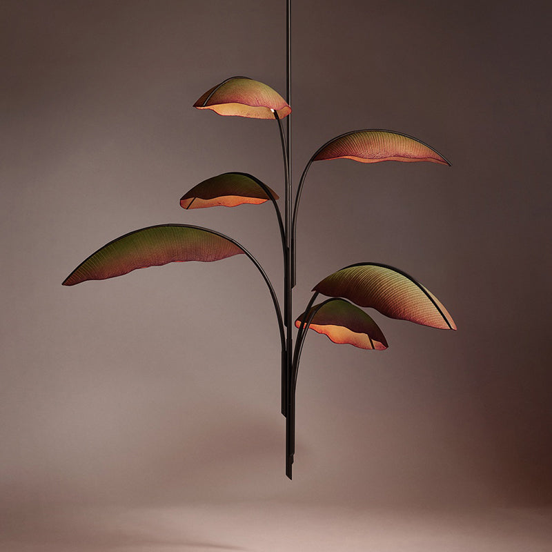 Rauduvyu Modern Minimalist Leaf Black Metal Chandelier - Lamp Copper