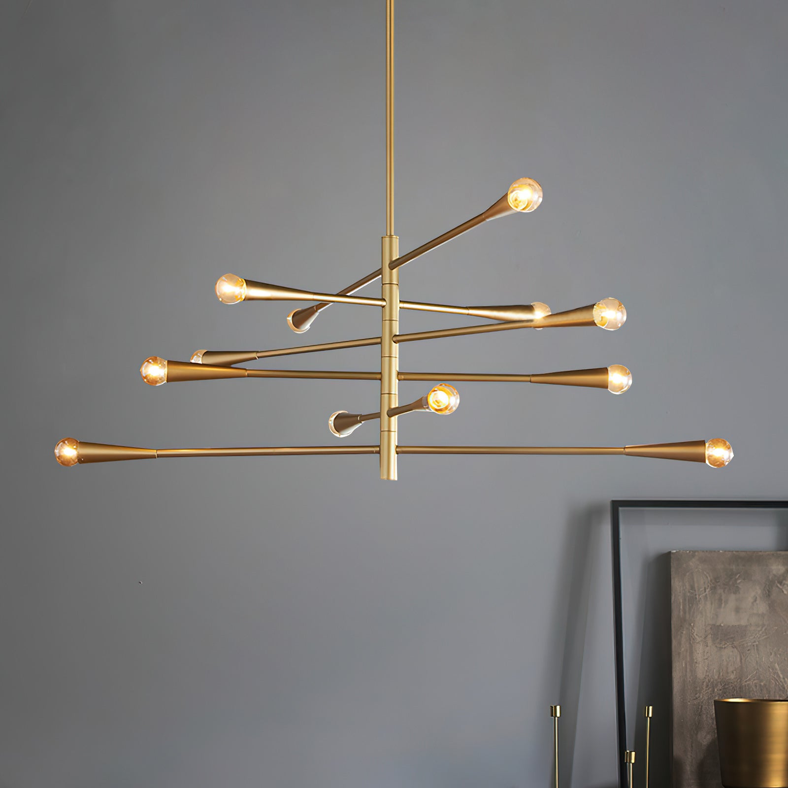 Sifuvyu Modern Minimalist Brass Metal Chandelier - Lamp Copper