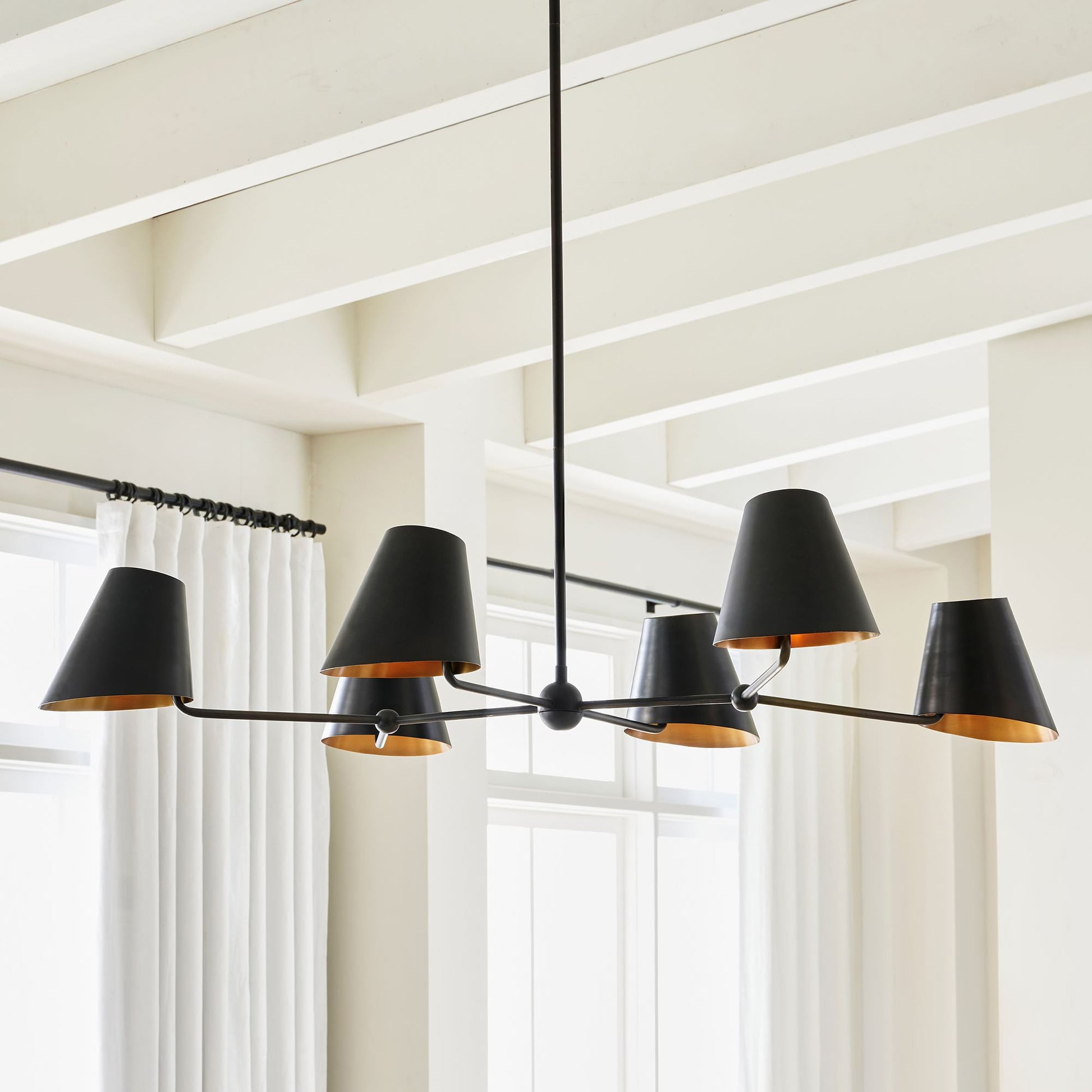 Vemarora Vintage Industrial Linear Metal Chandelier - Lamp Copper