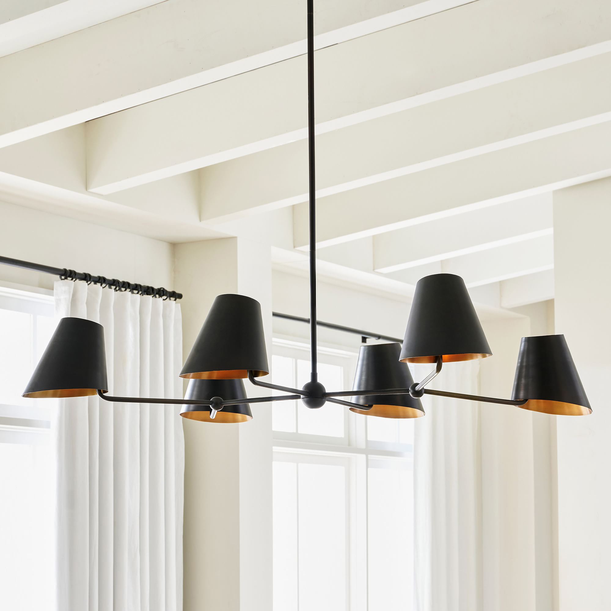 Vemarora Vintage Industrial Linear Metal Chandelier - Lamp Copper