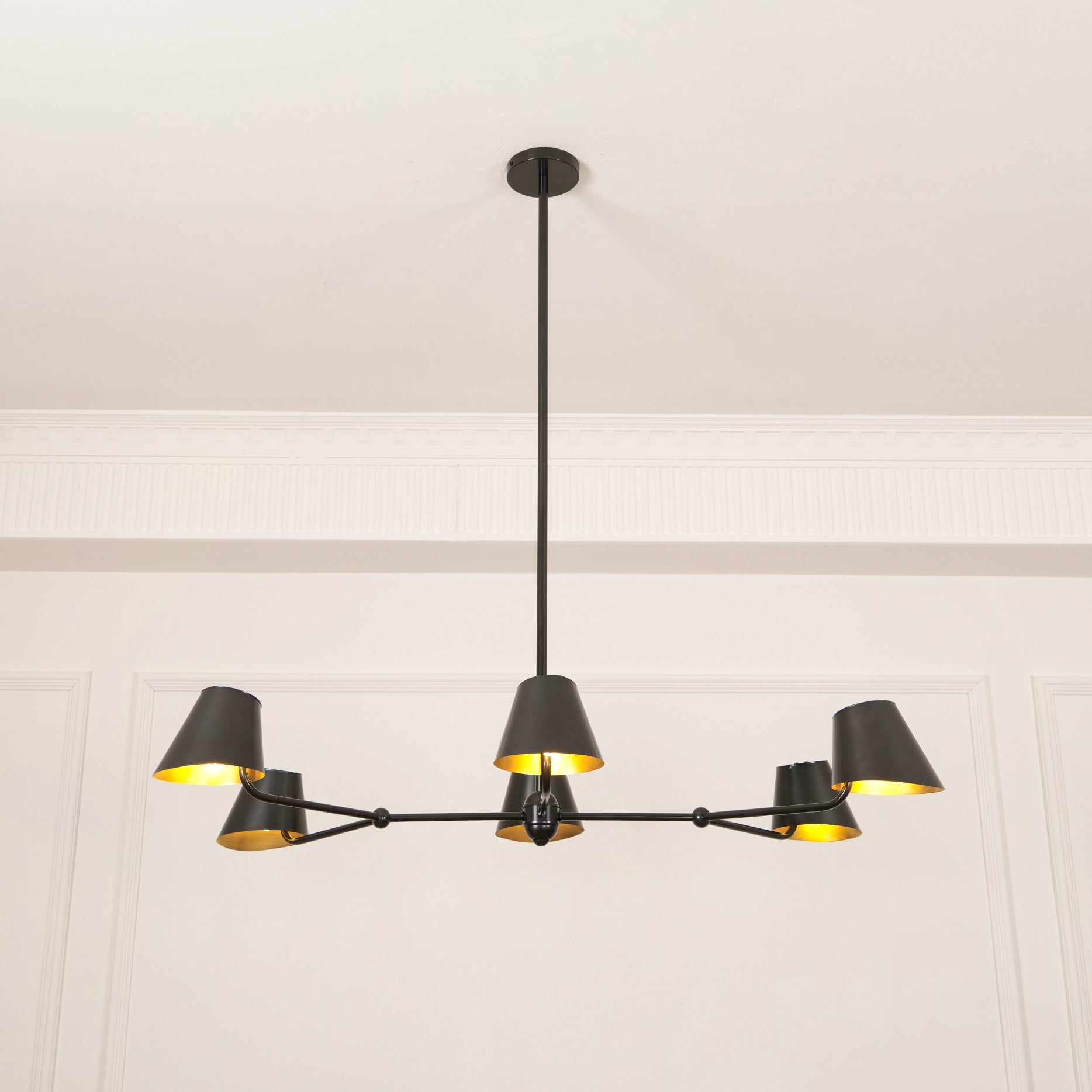 Vemarora Vintage Industrial Linear Metal Chandelier - Lamp Copper