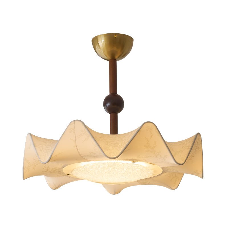 Cyrie Ceiling Light Floral-patterned etched fabric Wood - Lamp Copper