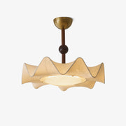 Cyrie Ceiling Light Floral-patterned etched fabric Wood - Lamp Copper