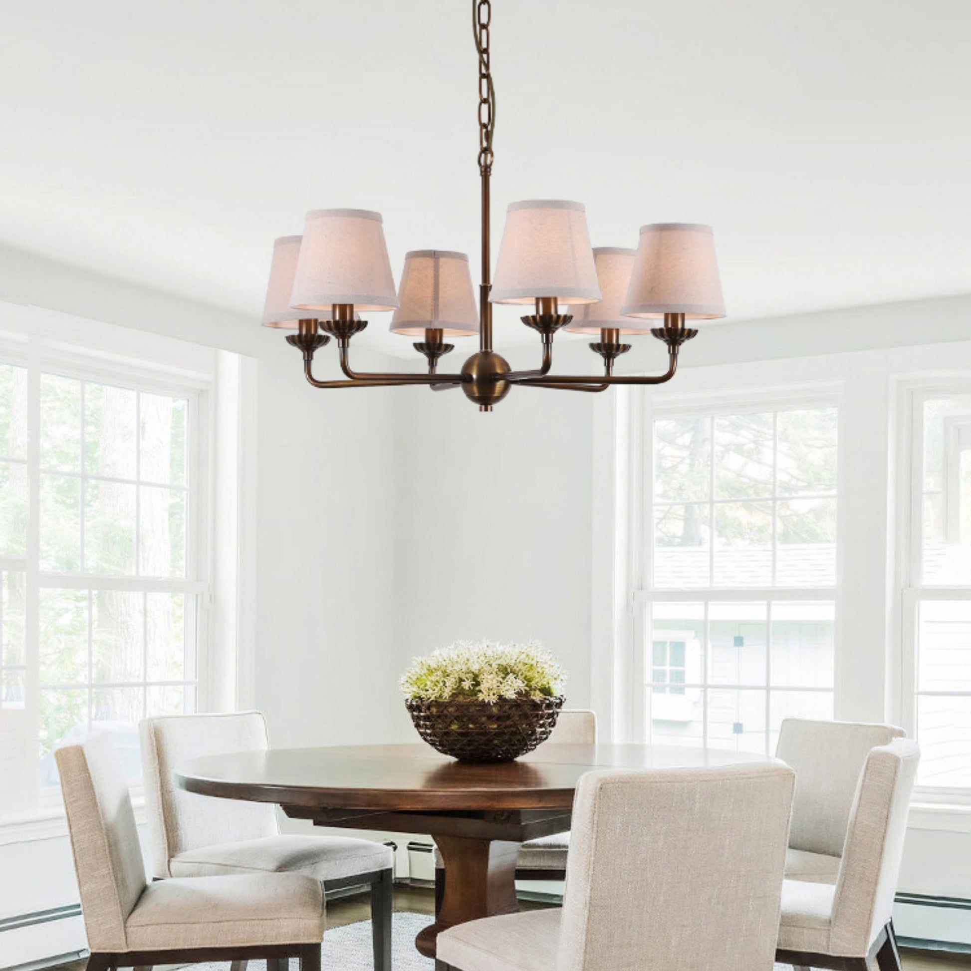 Gloruvyh Vintage Industrial Fabric Metal Chandelier - Lamp Copper
