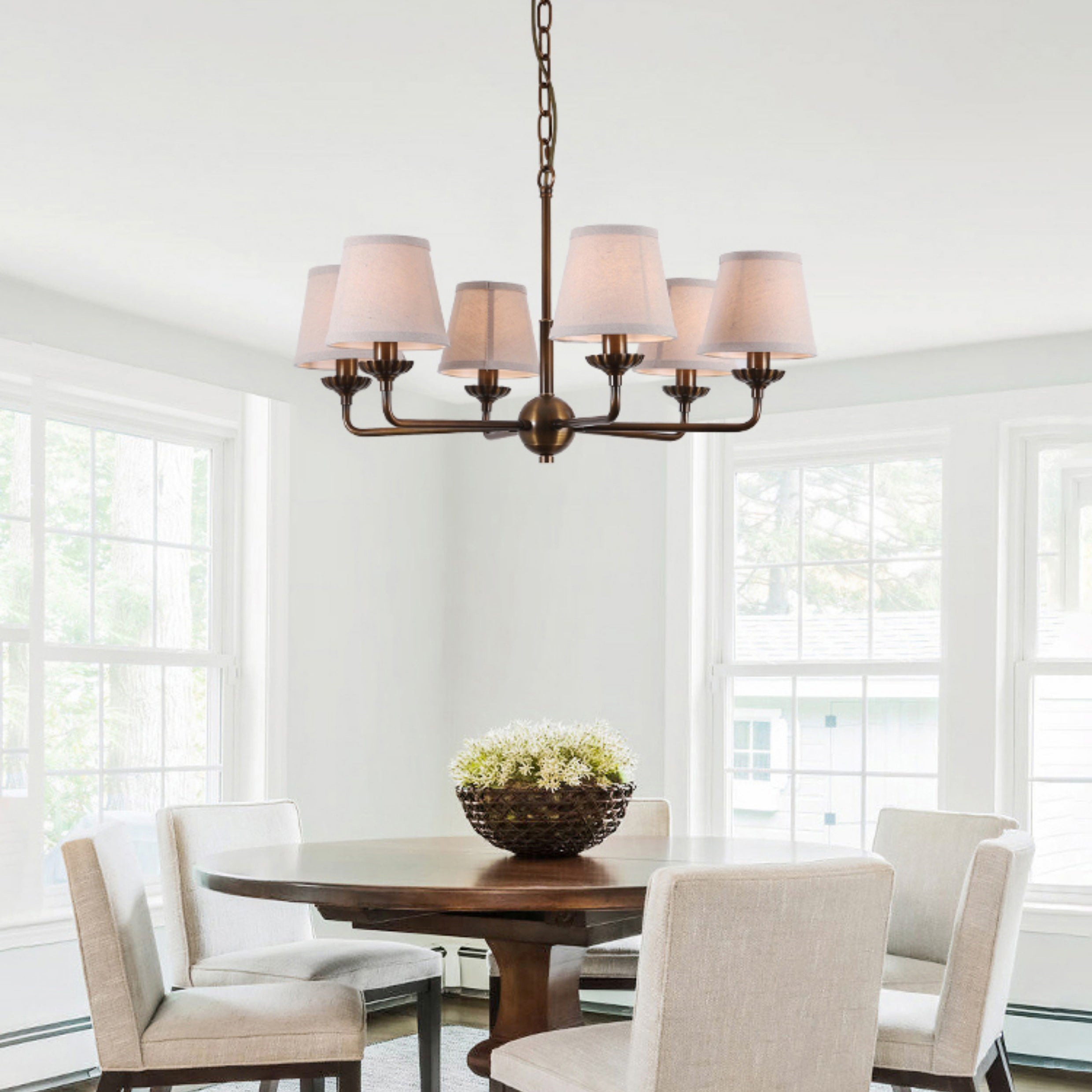 Gloruvyh Vintage Industrial Fabric Metal Chandelier - Lamp Copper
