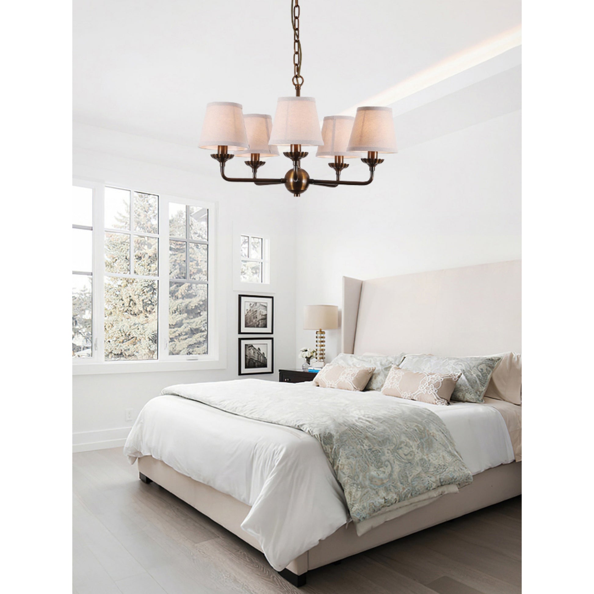 Gloruvyh Vintage Industrial Fabric Metal Chandelier - Lamp Copper