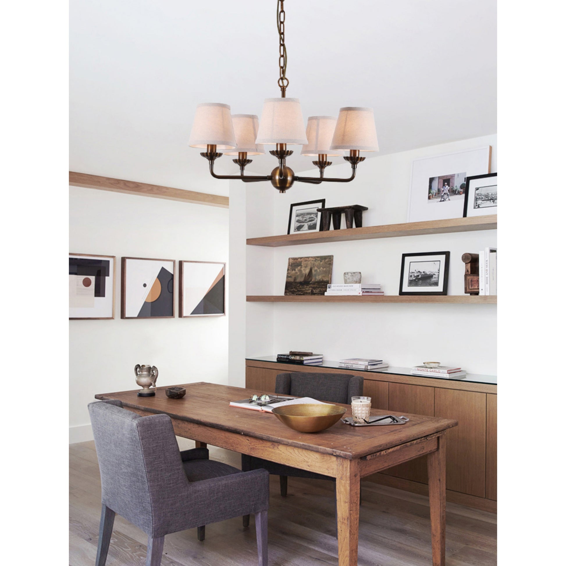 Gloruvyh Vintage Industrial Fabric Metal Chandelier - Lamp Copper