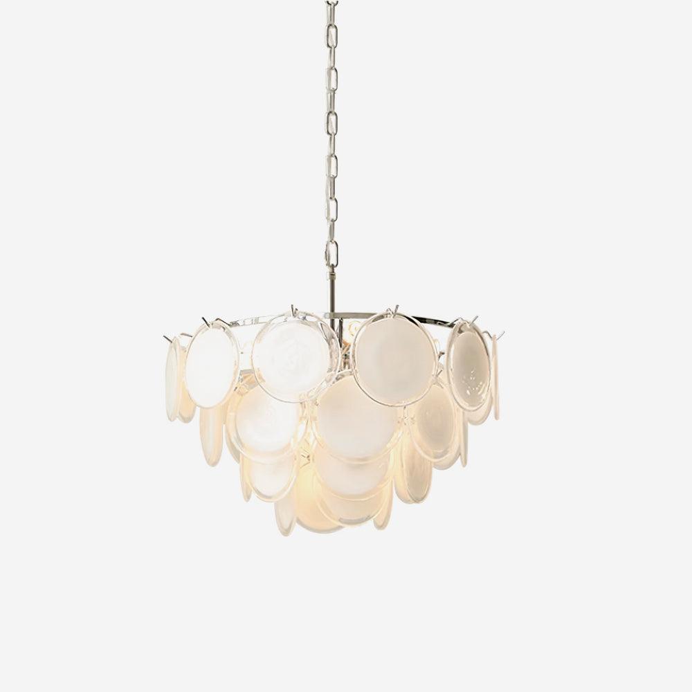 Esona Cascading Frosted Glass Discs Chandelier - Lamp Copper