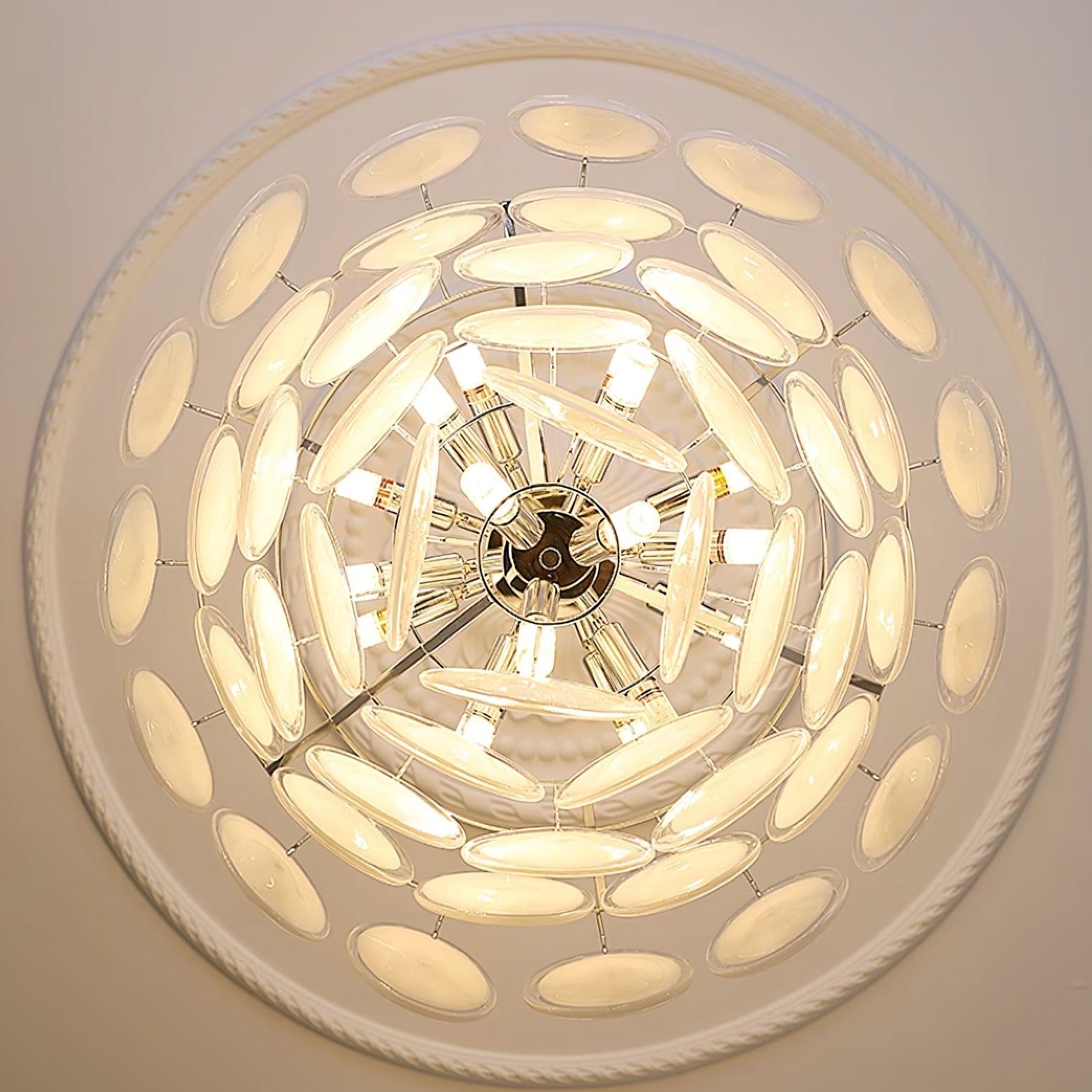 Esona Cascading Frosted Glass Discs Chandelier - Lamp Copper