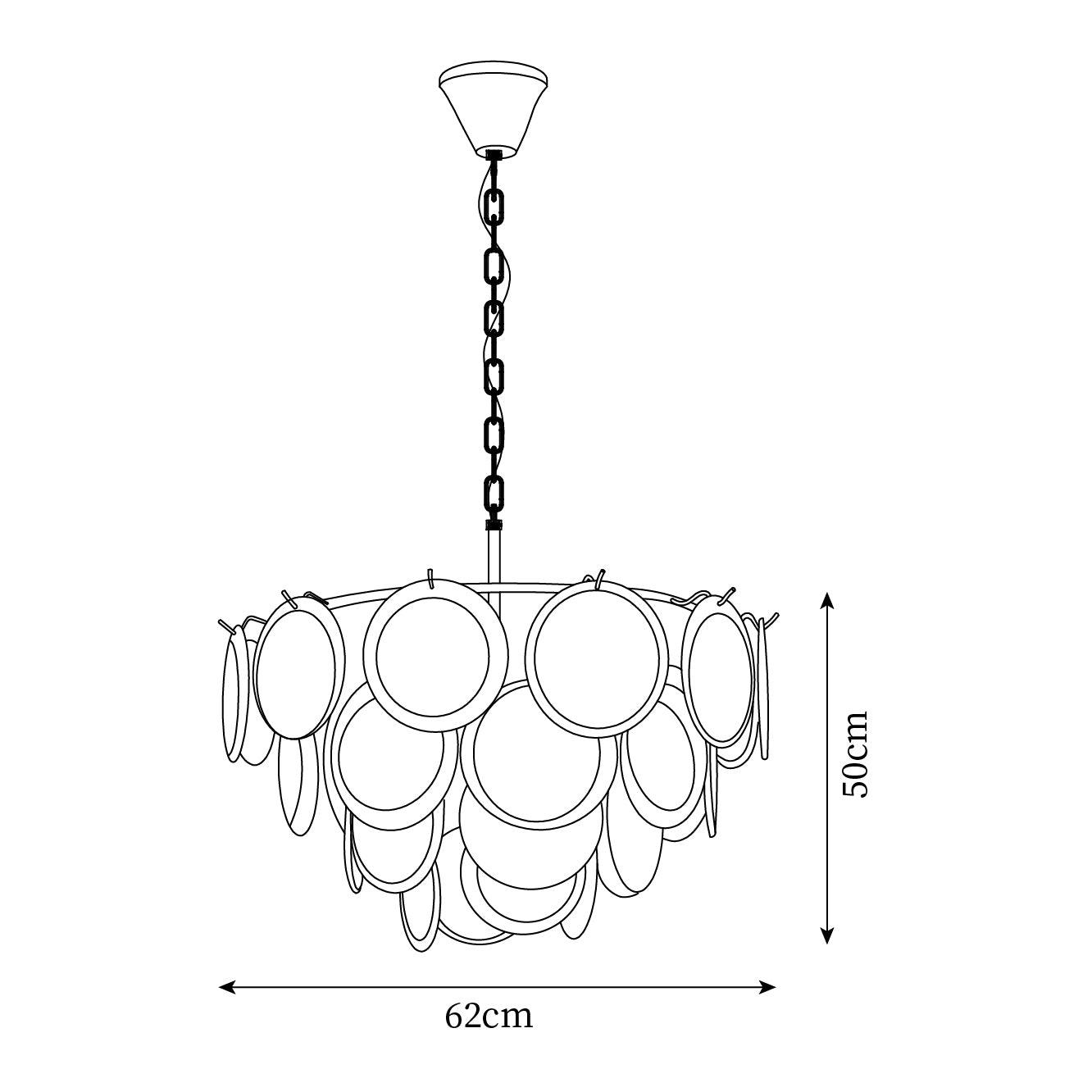 Esona Cascading Frosted Glass Discs Chandelier - Lamp Copper
