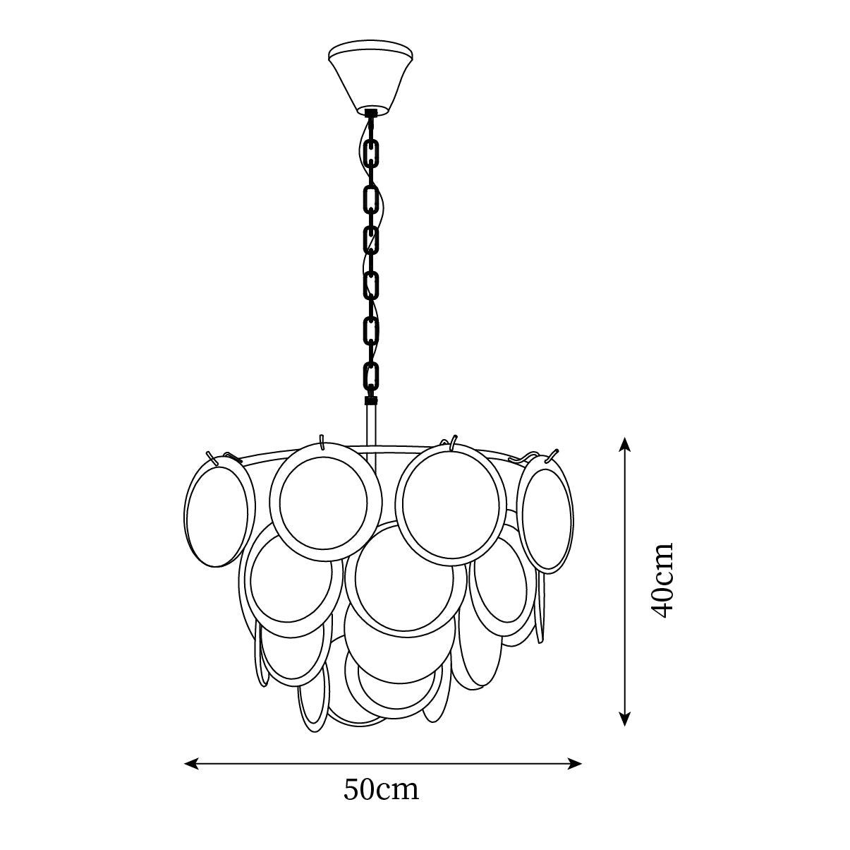Esona Cascading Frosted Glass Discs Chandelier - Lamp Copper