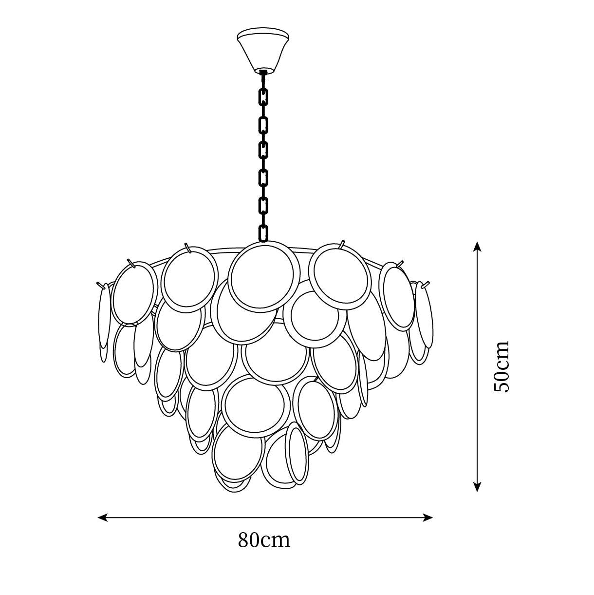 Esona Cascading Frosted Glass Discs Chandelier - Lamp Copper