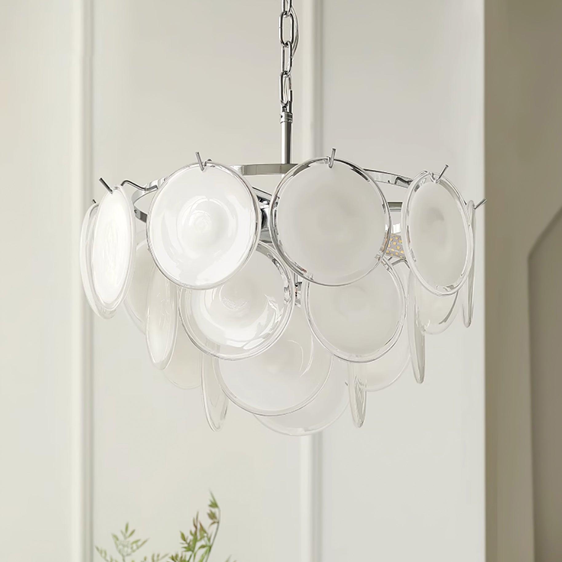 Esona Cascading Frosted Glass Discs Chandelier - Lamp Copper