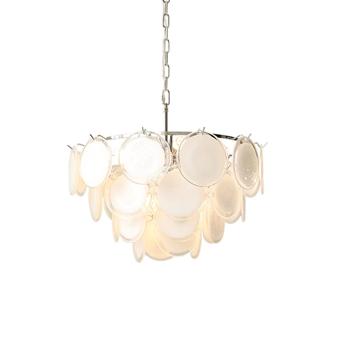 Esona Cascading Frosted Glass Discs Chandelier - Lamp Copper