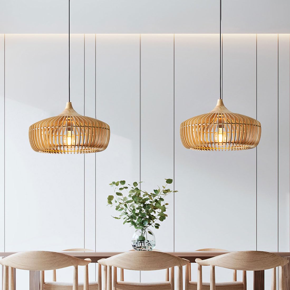 Muto Nordic Japanese Pendant Light Wood Bedroom/Living Room - Lamp Copper