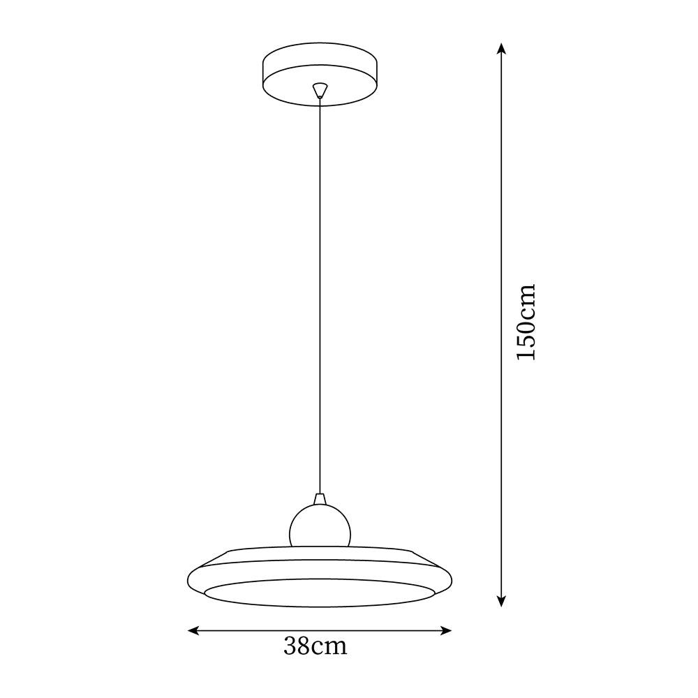 Pendant Lamp White Disc Green Trim Red Bold - Lamp Copper