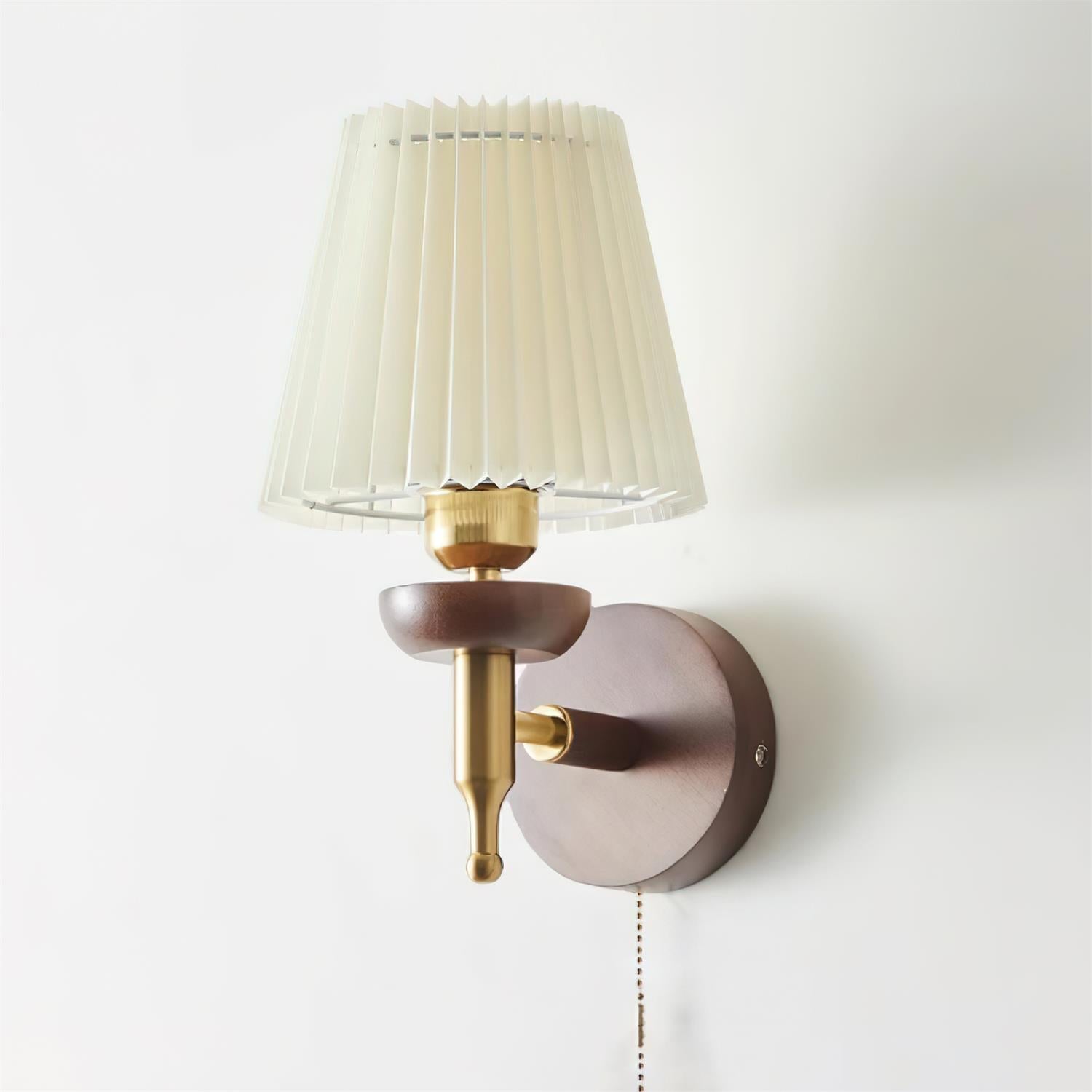 Wall Lamp Fabric Shade Modern Classic Gold Walnut Sconce Bedroom - Lamp Copper