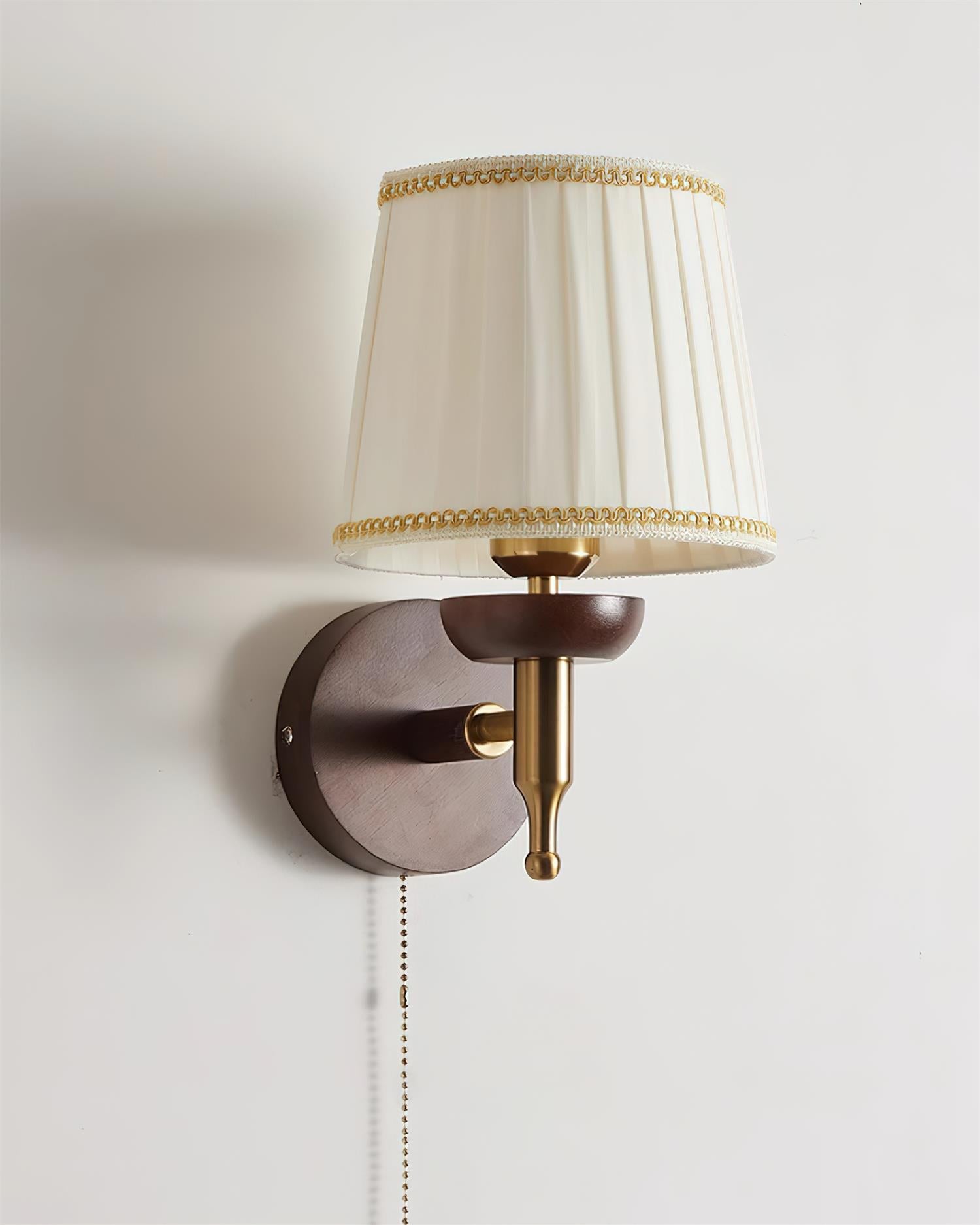 Wall Lamp Fabric Shade Modern Classic Gold Walnut Sconce Bedroom - Lamp Copper