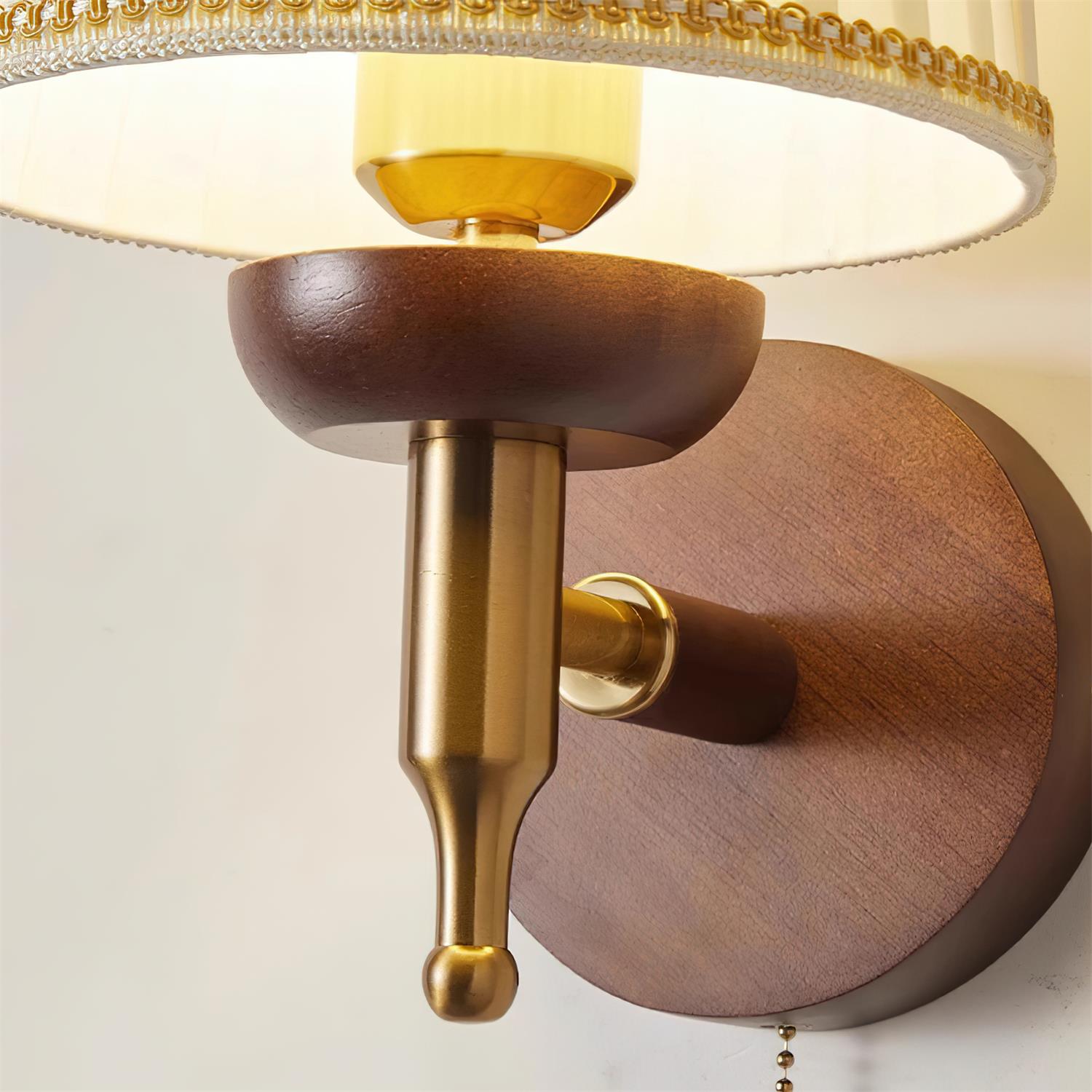 Wall Lamp Fabric Shade Modern Classic Gold Walnut Sconce Bedroom - Lamp Copper