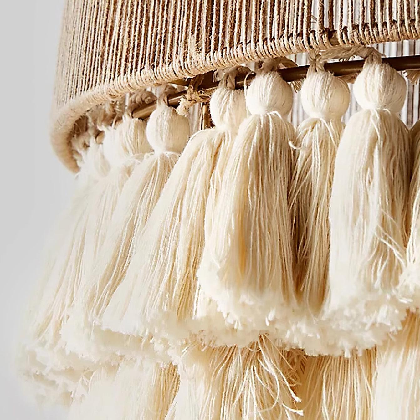 Pendant Lamp Cotton Yarn Shade Ruffled Fringe Boho Handmade - Lamp Copper
