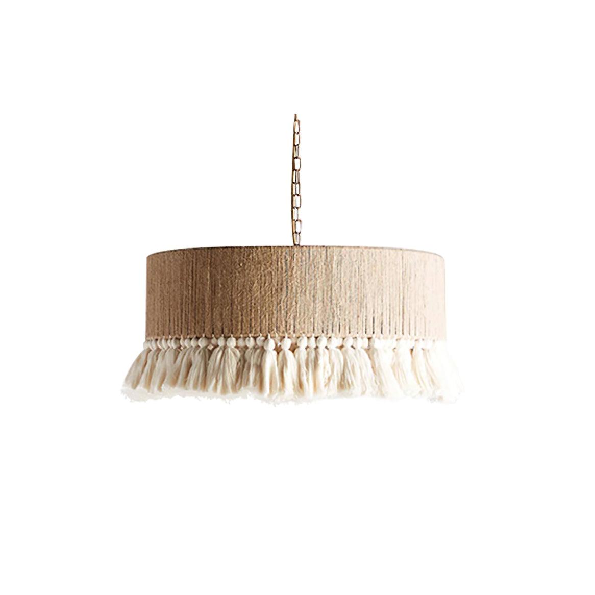 Pendant Lamp Cotton Yarn Shade Ruffled Fringe Boho Handmade - Lamp Copper