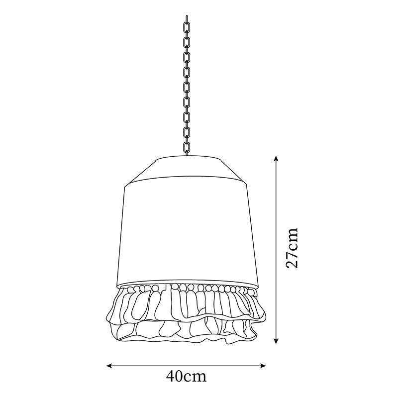 Pendant Lamp Cotton Yarn Shade Ruffled Fringe Boho Handmade - Lamp Copper