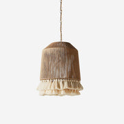 Pendant Lamp Cotton Yarn Shade Ruffled Fringe Boho Handmade - Lamp Copper