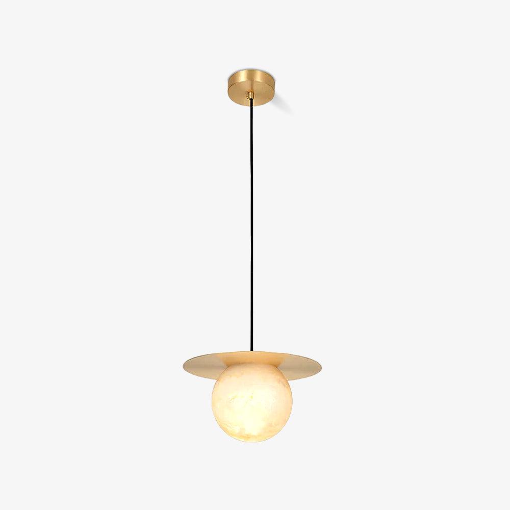 Nyvelyra Sphere Alabaster Pendant Light - Lamp Copper