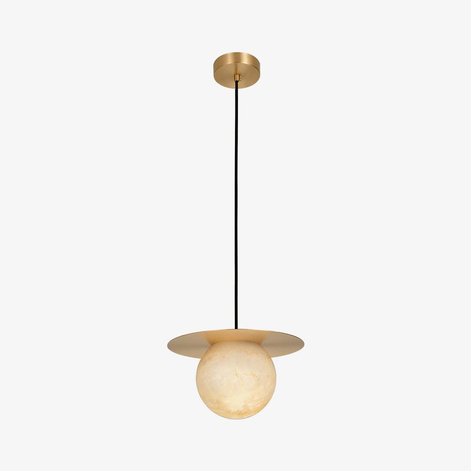 Nyvelyra Sphere Alabaster Pendant Light - Lamp Copper